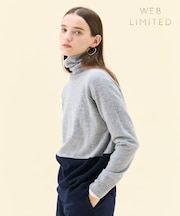 【WEB限定・洗える】DEMING / バイカラーウールタートルネックニット