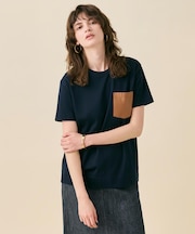 【定番・再入荷】TORENIA / レザーポケットコットンクルーネックTシャツ