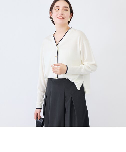 《手洗い可能》18GマレーゆったりVネックカーディガン