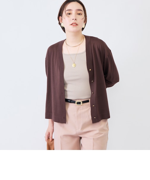 《手洗い可能》18GマレーゆったりVネックカーディガン