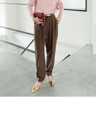【CLASSY.お仕事名品大賞 『美脚パンツ賞』受賞!】ウォッシャブルドットツッキリテーパードパンツ