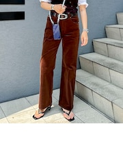 《5サイズ展開》【RM denim】ウォッシャブルセンタープレス裾デザインコーデュロイパンツ