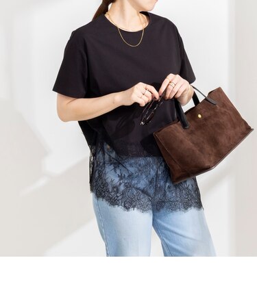【BECシリーズ】ウォッシャブル裾レースイレヘムTシャツ
