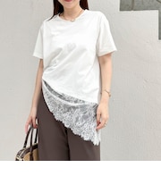 【BECシリーズ】ウォッシャブル裾レースイレヘムTシャツ