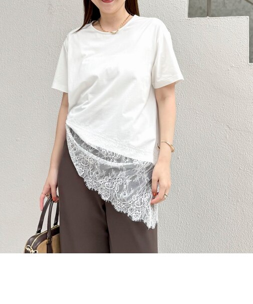 【BECシリーズ】ウォッシャブル裾レースイレヘムＴシャツ