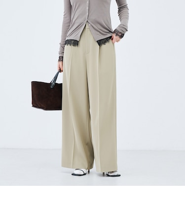 《セットアップ対応》ウォッシャブル強撚ツイルワイドパンツ