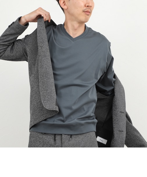 《ビジカジ対応》シルケットスムース Vネック ドレスロンT 26AW