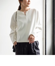 《UVカット/接触冷感/セットアップ対応》ウォッシャブルダンボールキーネックプルオーバー