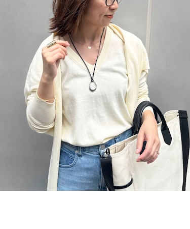 【 SHOP PRESS二見別注カラー】レイヤードピース付きVネックプルオーバー