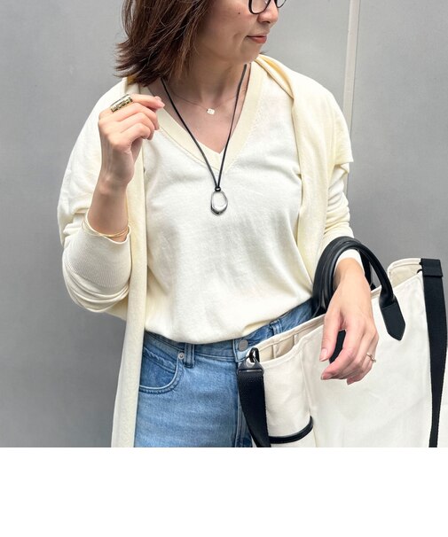 【 SHOP PRESS二見別注カラー】レイヤードピース付きVネックプルオーバー