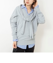 【 SHOP PRESS二見別注カラー】レイヤードピース付きVネックプルオーバー