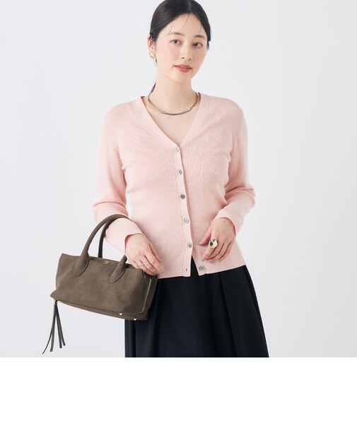 《手洗い可能》シルクカシミヤ混Vネックリブカーディガン