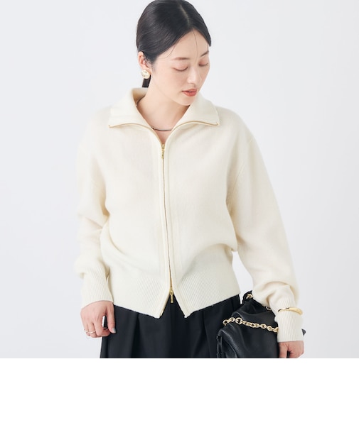 【BECシリーズ】カシミヤ混紡毛ジップアップカーディガン