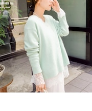 《手洗い可能》ヘアリーVネックプルオーバー