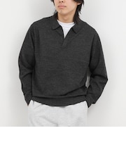 変形カノコ 長袖スキッパーニットポロ 26AW
