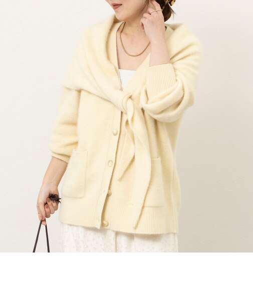 【一部WEB限定カラー】ウール混へアリーVネックカーディガン