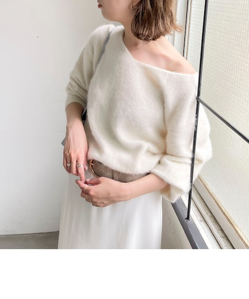 ウール混へアリー2WAYプルオーバー