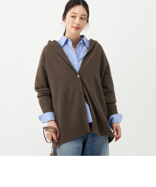 【WEB＆一部店舗限定カラー】《手洗い可能》ヘアリーフーディーカーディガン