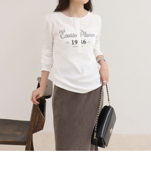 ヘンリーネックグラフィックロンTシャツ
