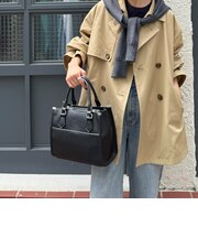 《500mlボトル収納可/通勤にもおすすめ》パイピングスクエアボストンバッグ