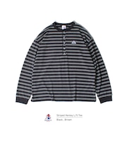 【GEVACO/ゲバコ】ヘンリーネックボーダー ロングスリーブTシャツ