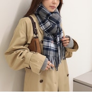 カシミヤタッチチェックストール