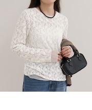 チュールレイヤードレースロンTシャツ