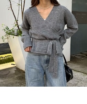 モヘヤ混カシュクールニットプルオーバー