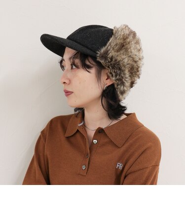 ファーフェルトフライトキャップ
