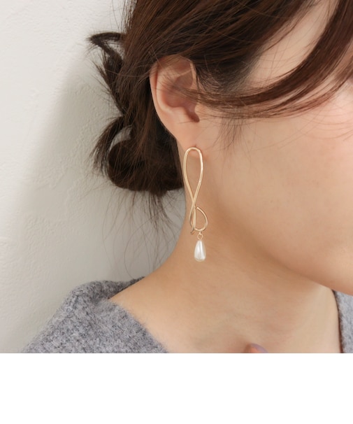 ニュアンスアシメパールピアス