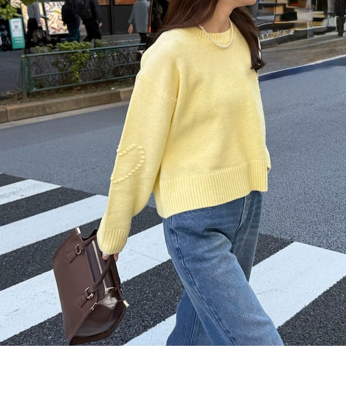 ハートタックスリーブニットプルオーバー