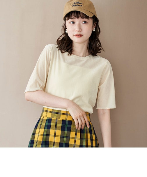 シアーベロアハーフスリーブTシャツ