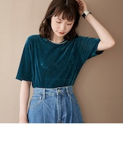 シアーベロアハーフスリーブTシャツ
