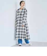 オンブレチェックライトネルシャツワンピース