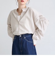 【再入荷/新色登場】ピンタックバンドカラーブラウス
