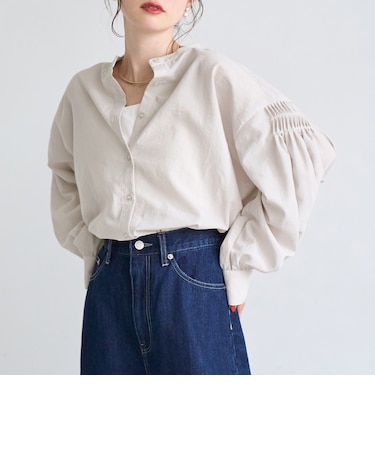 【再入荷/新色登場】ピンタックバンドカラーブラウス