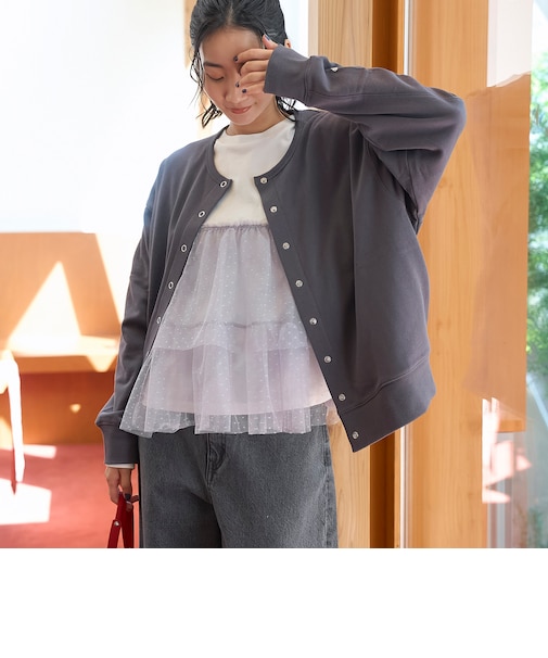 【再入荷/新色登場】ハートモチーフ裏毛カーディガン