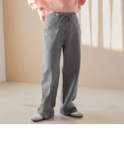 ウエストリボン ワイドストレートデニムパンツ