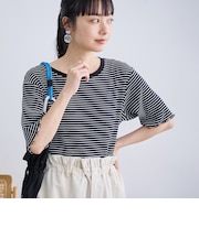 メロークルーネック リブ半袖ゆるTシャツ