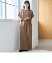 【再入荷/新色登場】【接触冷感/UVカット/セットアイテム】リネンタッチTブラウスセットアップ