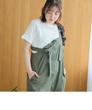 シャーリング風コンパクト半袖Tシャツ