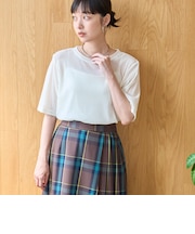 シアーメッシュ フロッキーストライプ半袖Tシャツ