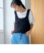 ショート丈 スラブシャギーニットキャミビスチェ