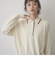 配色デザイン 襟付きポロニット