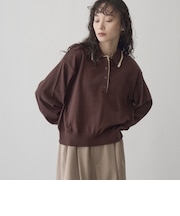 配色デザイン 襟付きポロニット