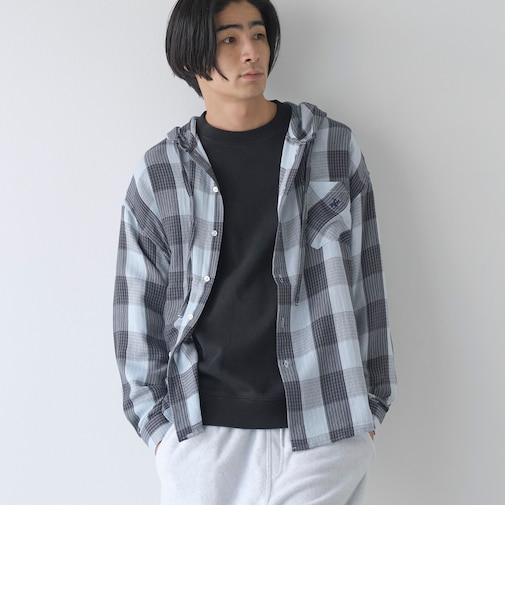 【WEB限定】POLO BCS（ポロ・ビーシーエス）ガーゼチェックシャツパーカー