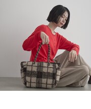 coen(コーエン)ロゴ アソート柄ジャガードボアトートバッグ(WEB限定カラーあり)