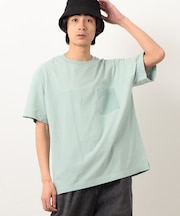 バックロゴプリント 布帛切替 半袖Tシャツ