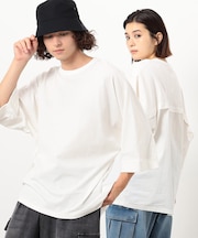 布帛切替6分袖ドルマンスリーブTシャツ