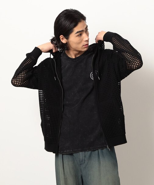 メッシュニットジップパーカ